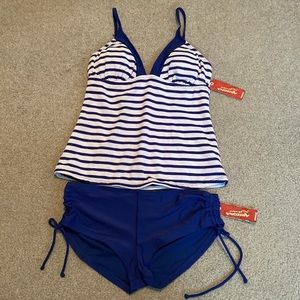 Arizona Jean Company Blue & White Swimsuit Set (2 piece)